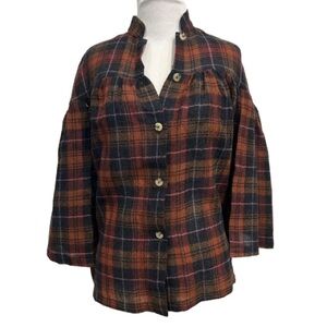 NWOT Anthropologie Christine Alcalay Plaid Tess Wool Top Size XS Dark Academia